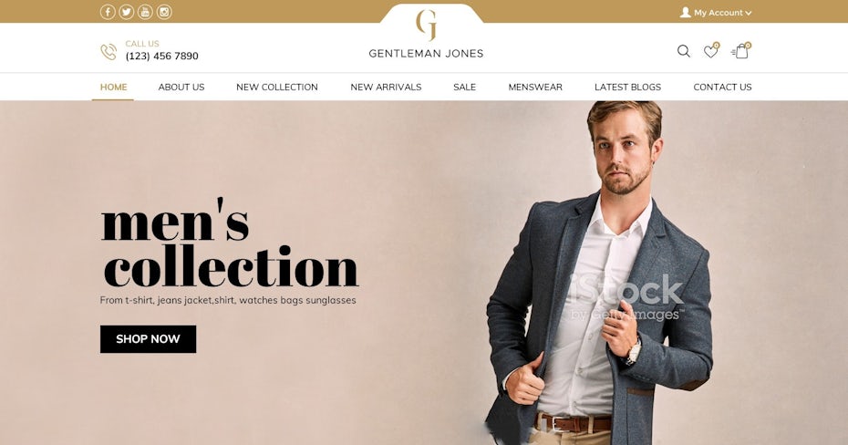 modern web design for a men’s fashion web shop