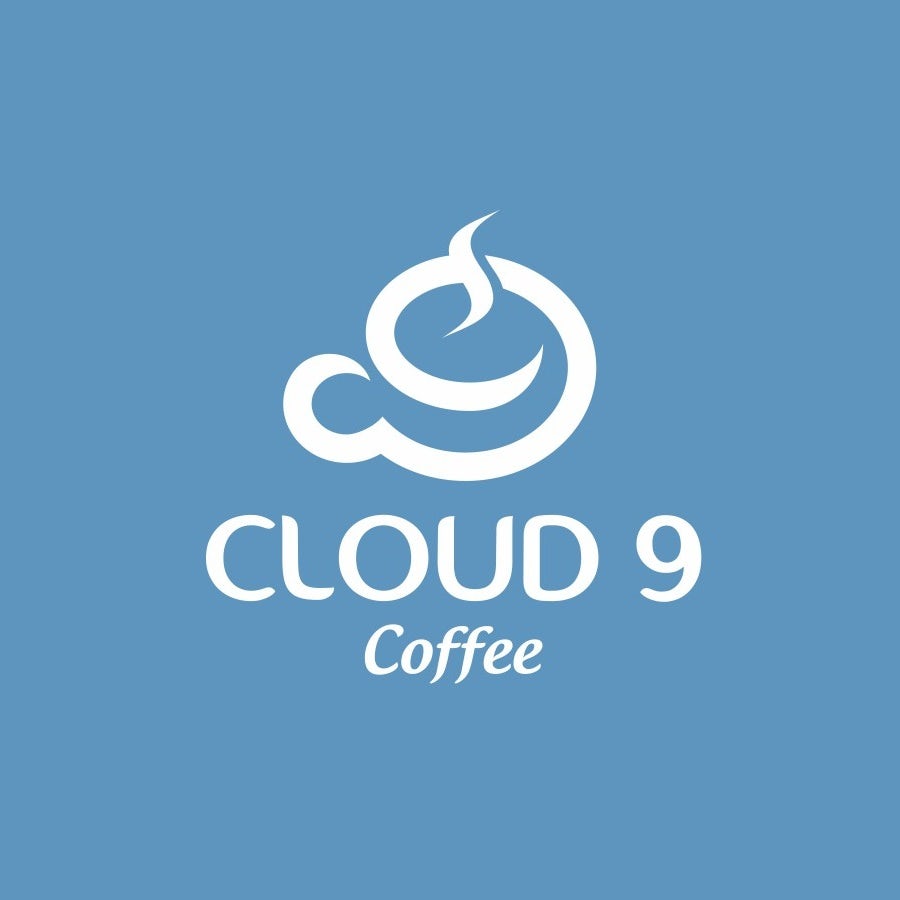 Logo mit versteckter Bedeutung mit Kaffeetasse in Form einer 9