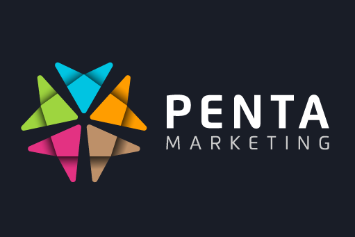 Multi colored abstract shape digital marketing logo