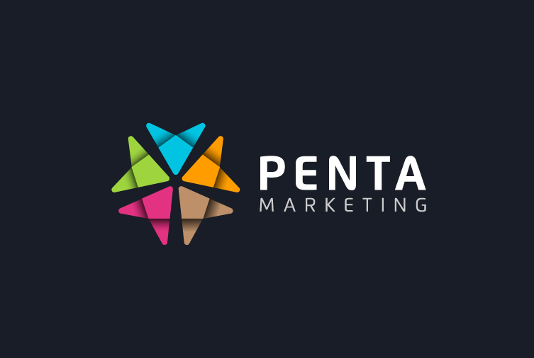 Multi colored abstract shape digital marketing logo