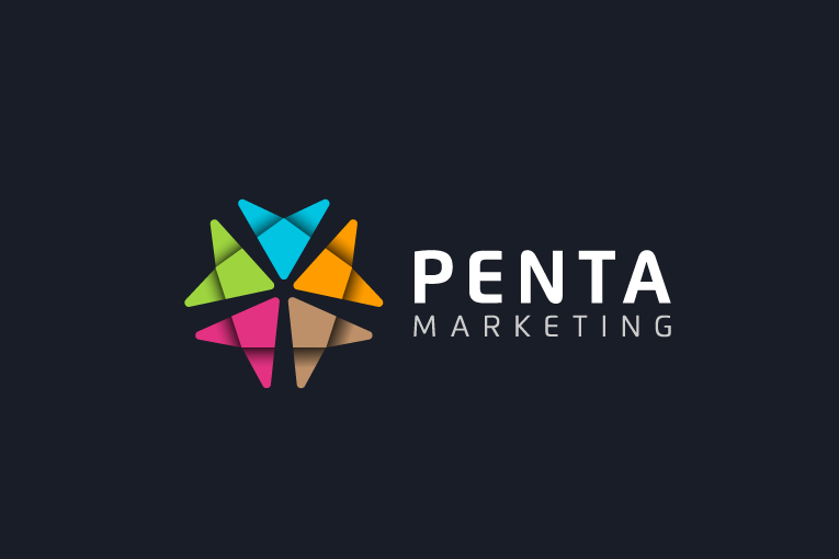Multi colored abstract shape digital marketing logo