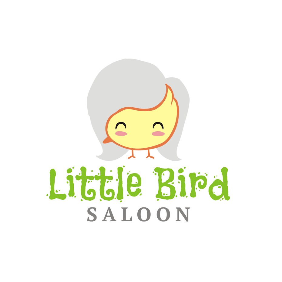 yellow bird logo with a gray hair background that turns it into a face