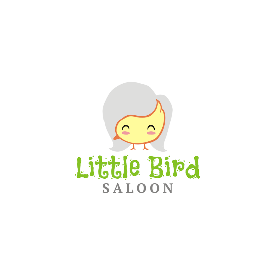 yellow bird logo with a gray hair background that turns it into a face