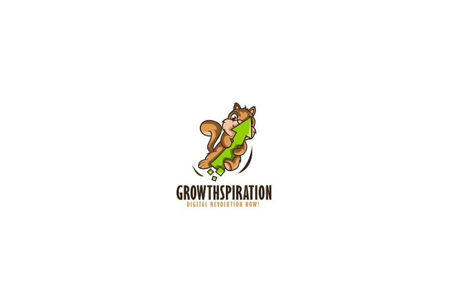 Cartoon squirrel mascot digital marketing logo