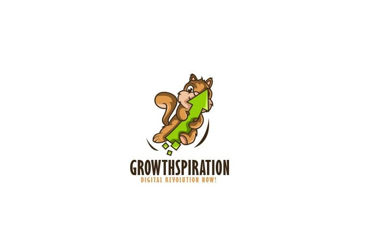 Cartoon squirrel mascot digital marketing logo