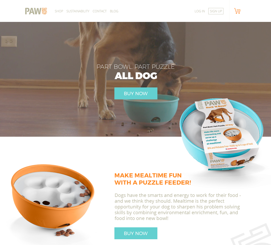 blaugrün und orange Hundespielzeug Website