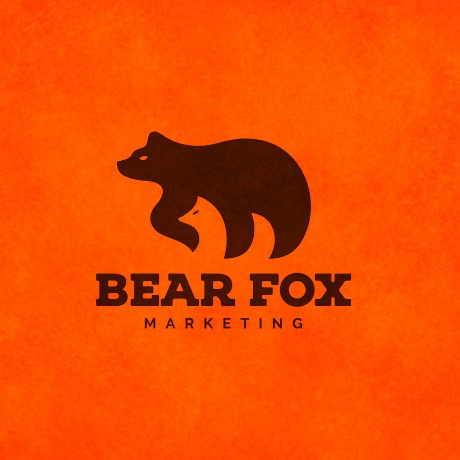 Orange bear and fox mascot digital marketing logo