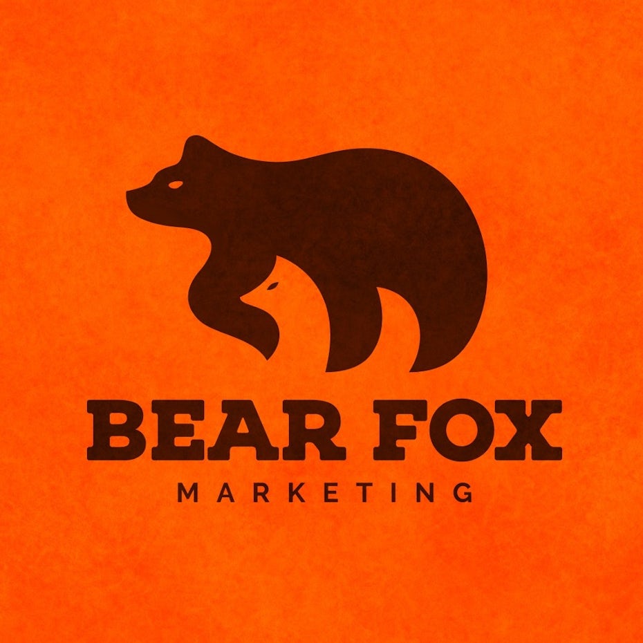 Orange bear and fox mascot digital marketing logo