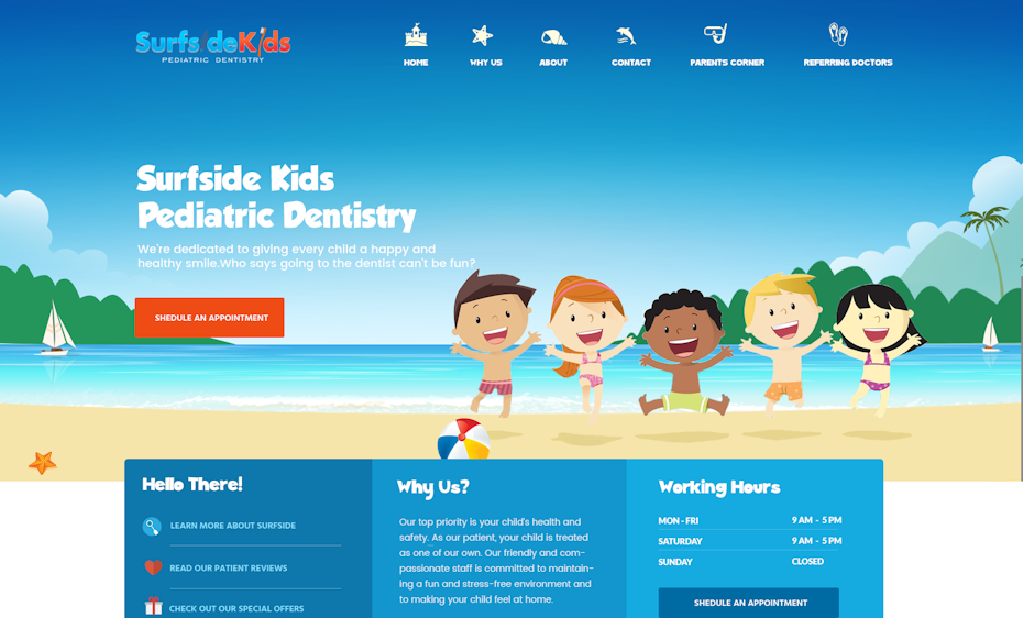 Surfside Kids Pediatric Dentistry website