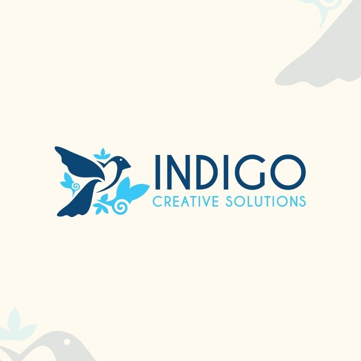 Elegant blue bird mascot digital marketing logo