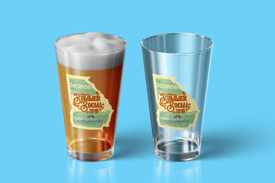 merchandise branding with beer glass with a logo for a craft beer event
