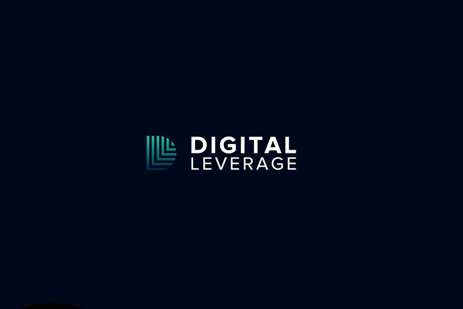 Blue and green gradient tech-themed digital marketing logo