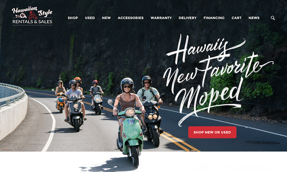 A web page design for a scooter company