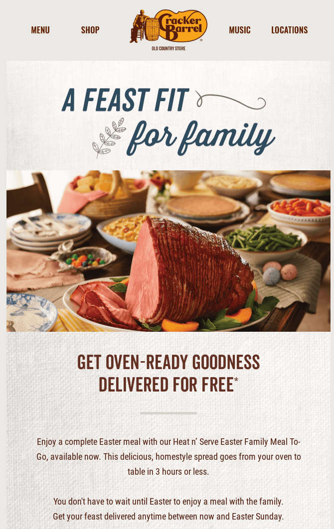 email design for Cracker Barrel