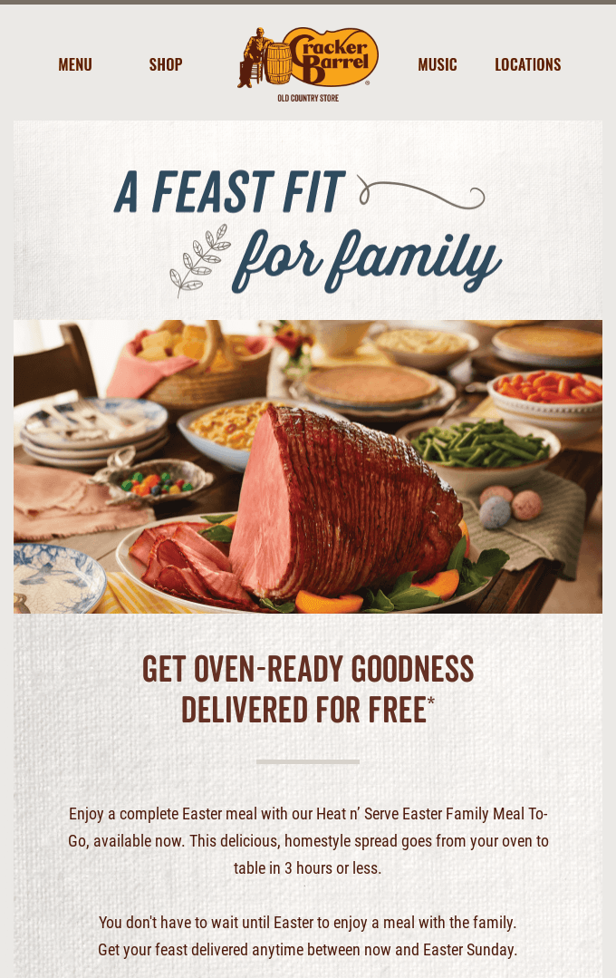 email design for Cracker Barrel