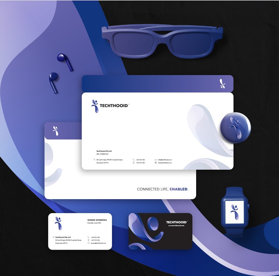 purple and white branding for a tech company