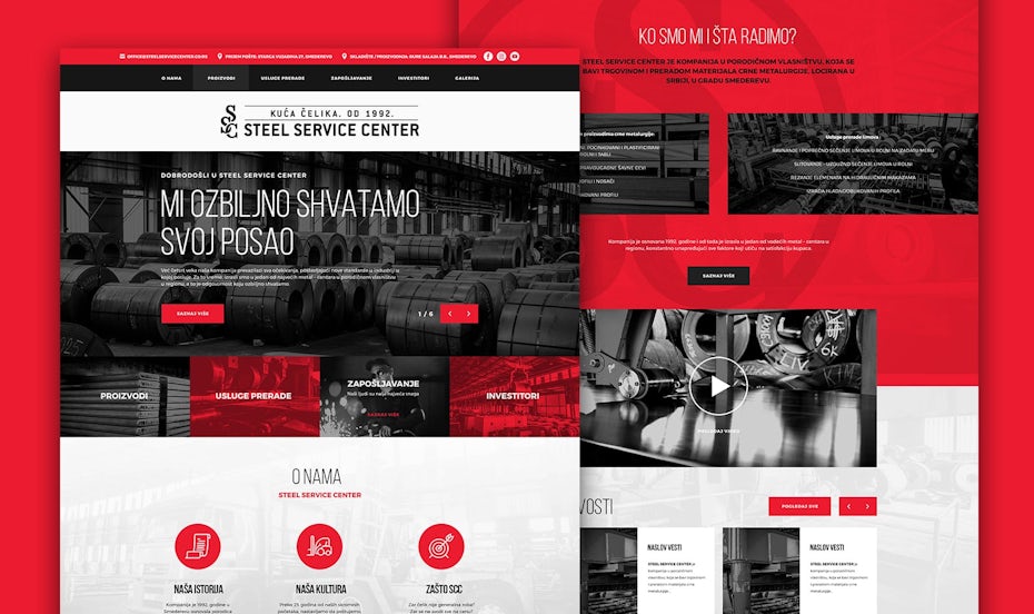Red and black web page design