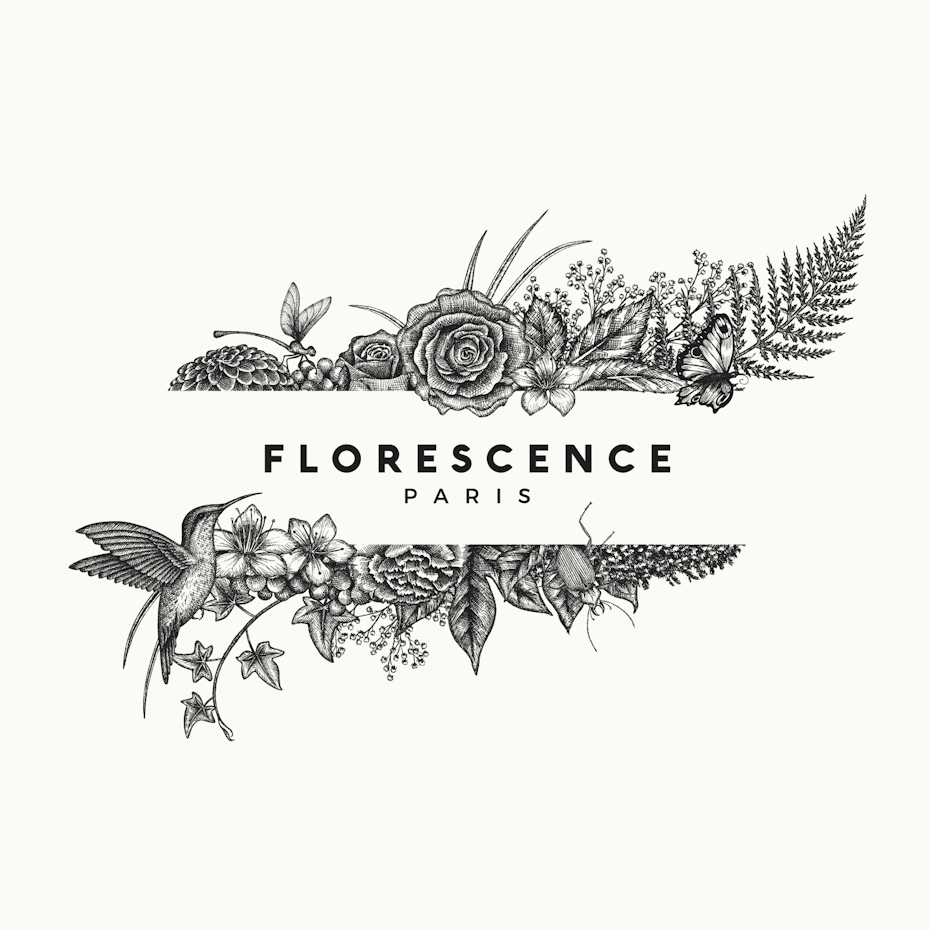 Hand-drawn 3D flowers