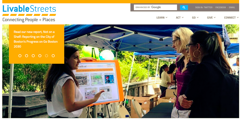 Screenshot from LivableStreets website
