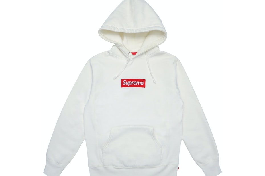 white Supreme hoodie