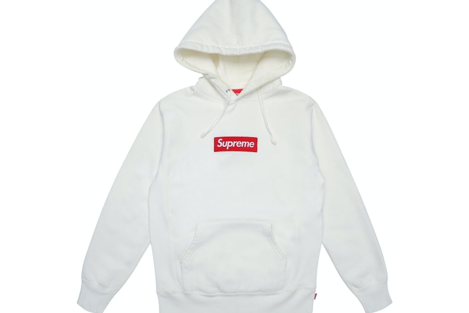 white Supreme hoodie
