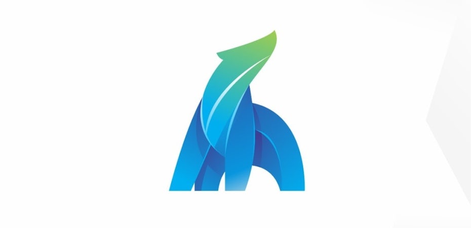 Exemple de logos dégradés représentant un ours géométriques dans des tons de bleu et vert