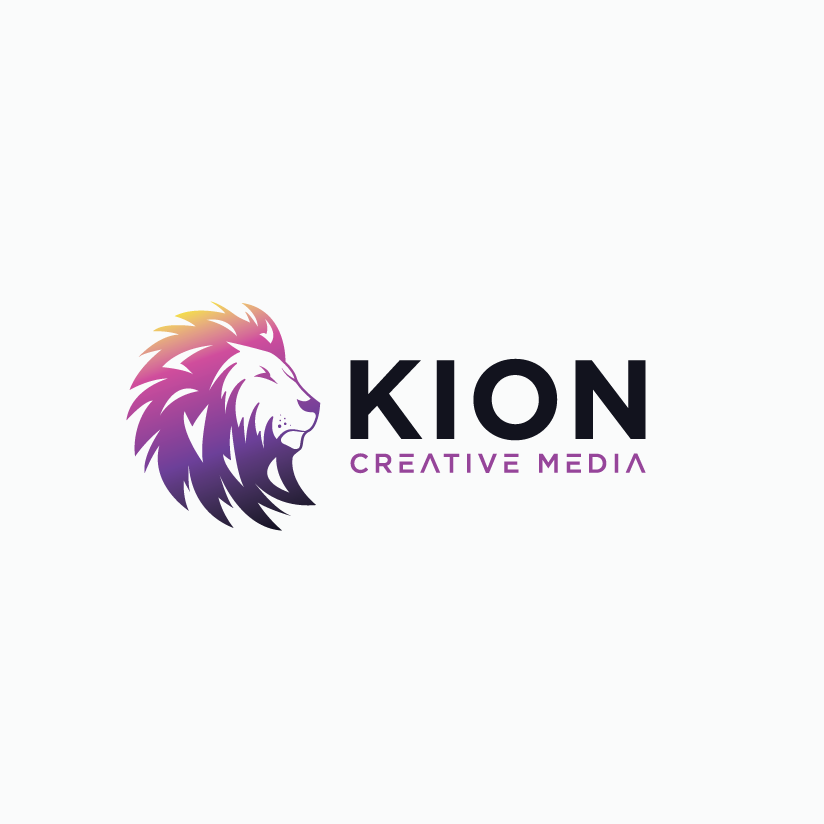 yellow, pink and purple gradient image of a lion