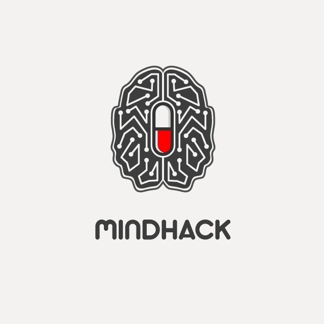 geometric logo showing a brain that looks like a motherboard with a white and red pill