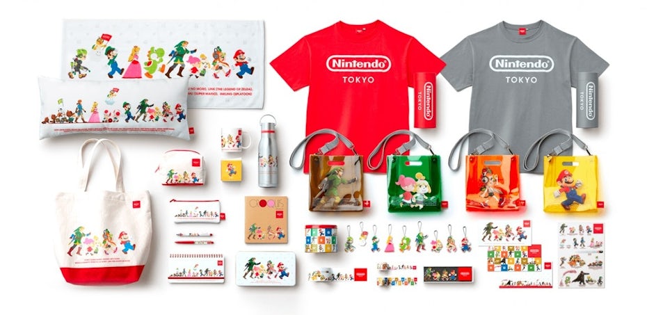 collection of colorful Nintendo products