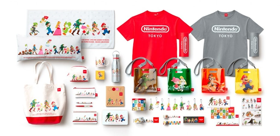 collection of colorful Nintendo products