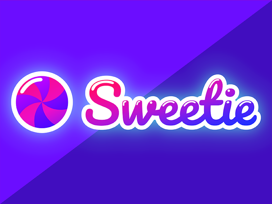 wordmark candy logo in a pink and purple gradient