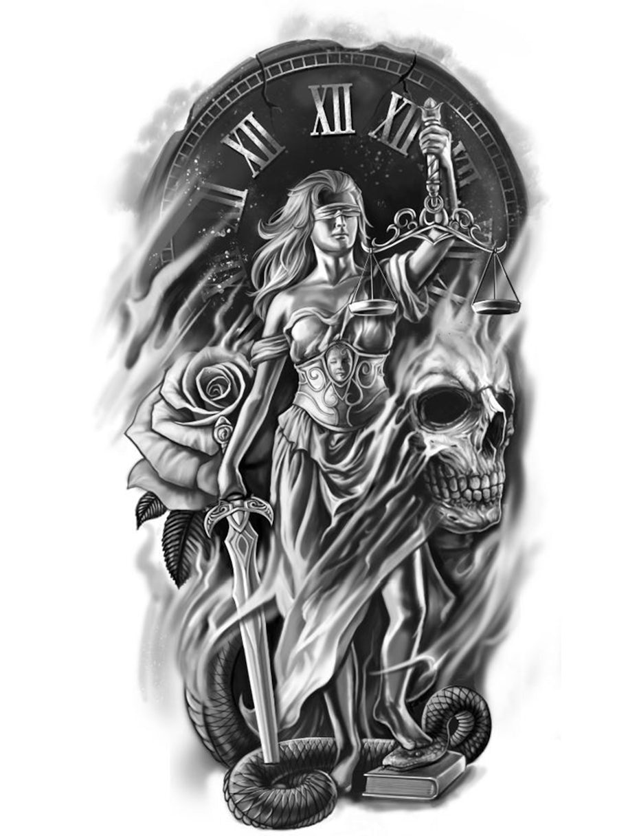 lady justice tattoo design