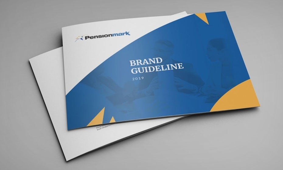 blue and yellow brand guideline booklet