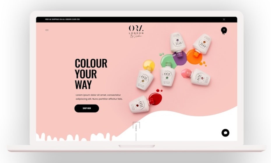 fun, modern and pastel web design for nail polish brand