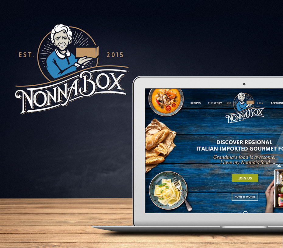 classic logo and web design for food subscription box service