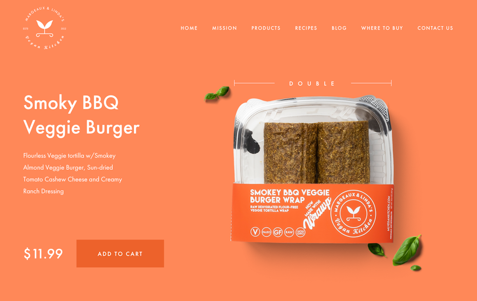 einfarbiger oranger Website-Hintergrund für veganes Essen