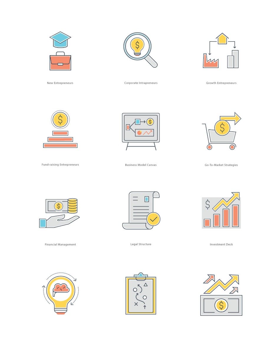 A series of flat design financial icons