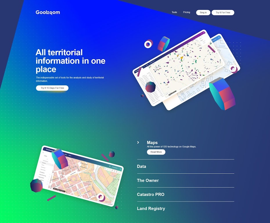 Landing page design for an analytics app