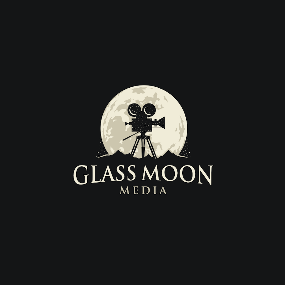 creative combination small business logo with moon and camera
