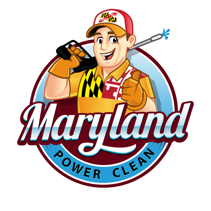 mascot logo showing a smiling man holding power cleaning tools