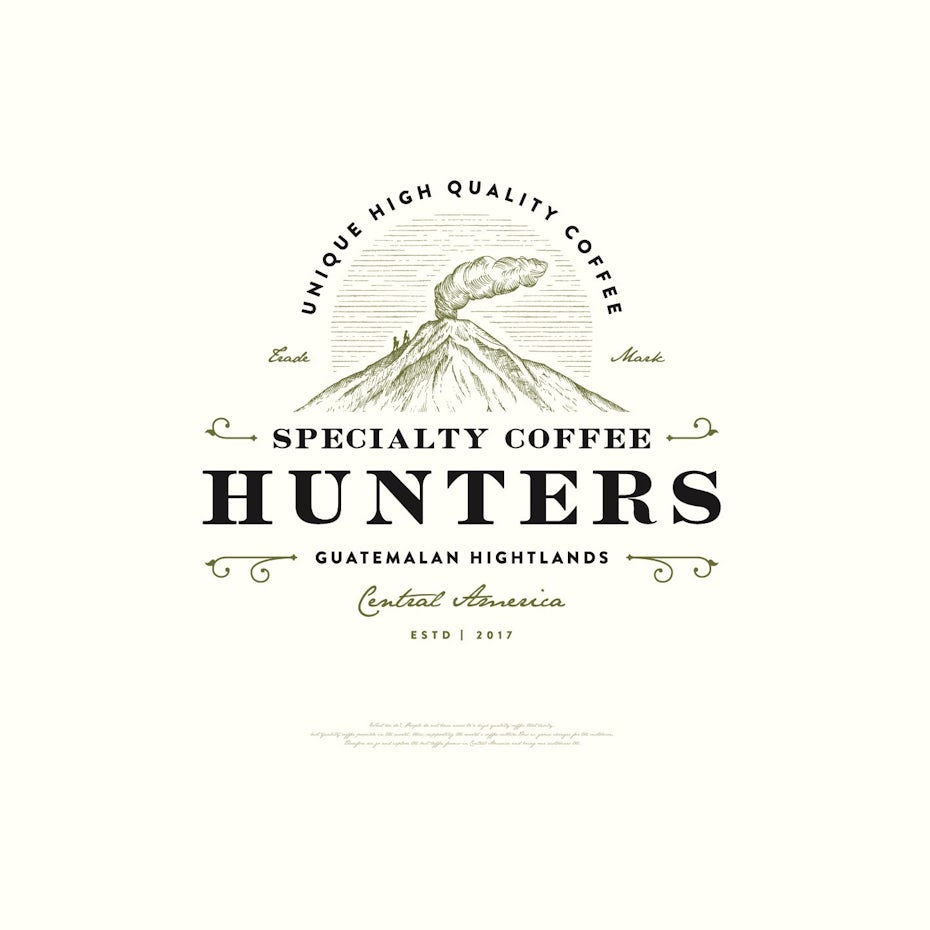 letterpress-style logo showing a mountain with text