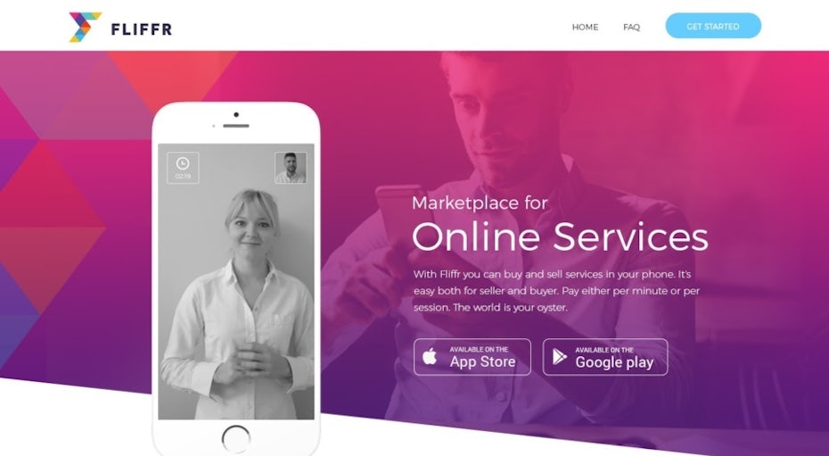 Design de landing page pour une appli de services en ligne