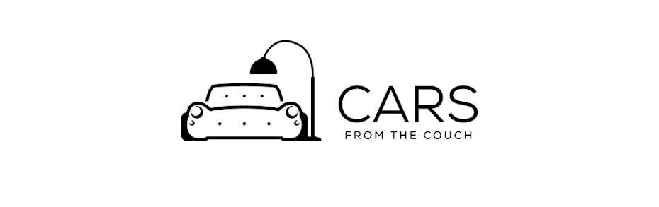 Un logo noir et blanc simple d'une voiture faite à partir d'un canapé
