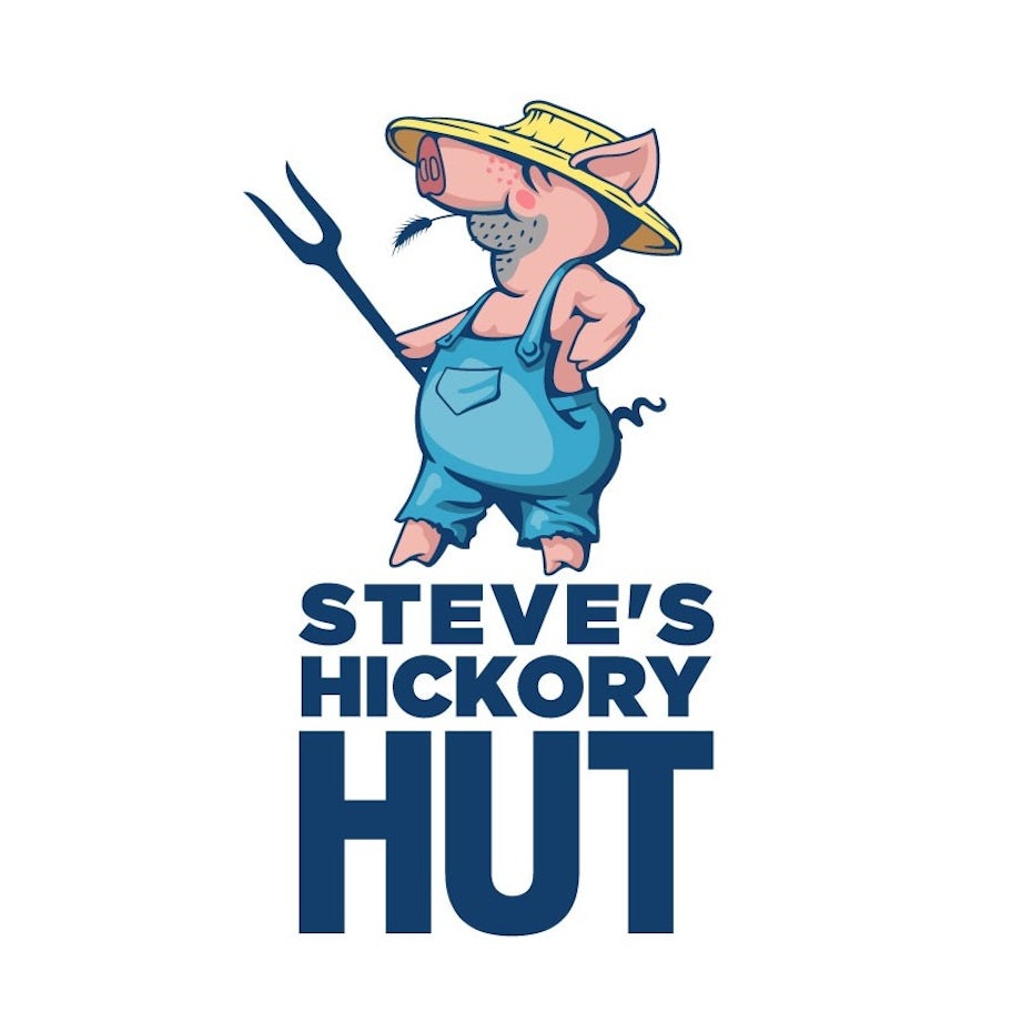 small business logo with pig mascot