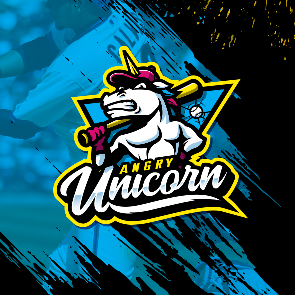 sports logo for Angry Unicorn
