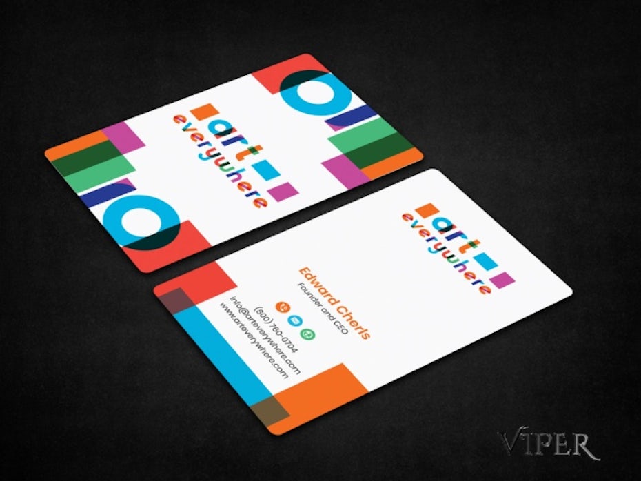 multicolored business card