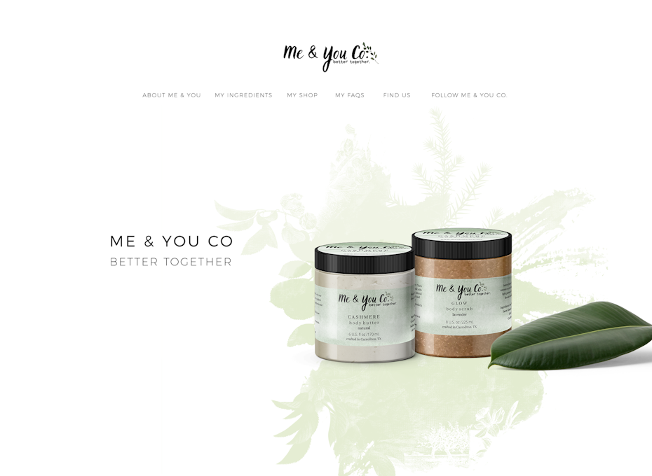 white website showcasing body care products