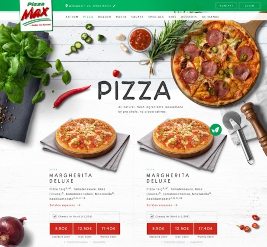 Pizza Max website