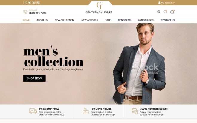 men’s fashion website design