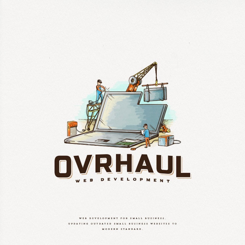 illustration of a construction crew building a computer
